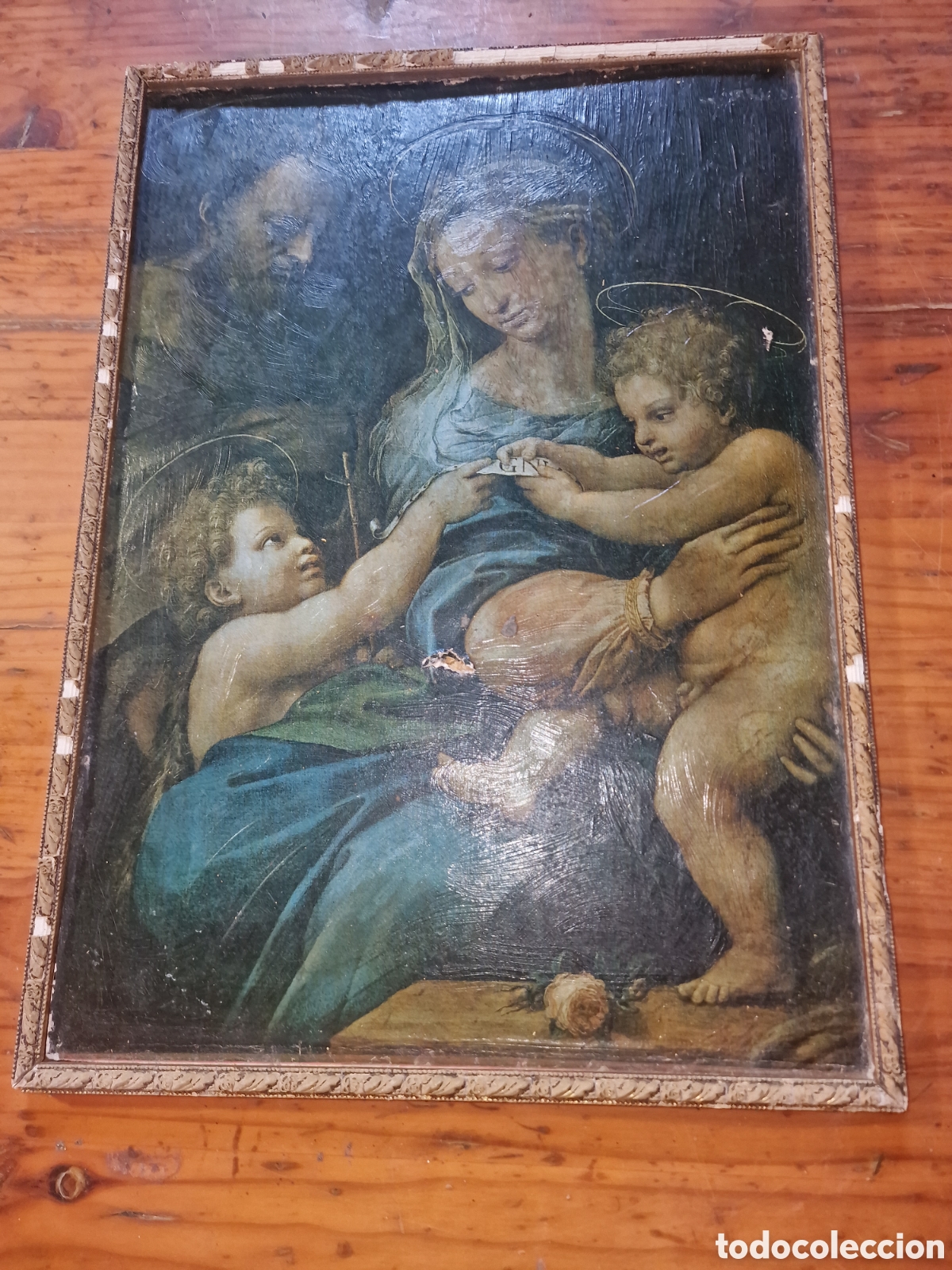 Arte: Antiguo cuadro religioso enmarcado antiguo, ver fotos,medida 41x30cm aprox
