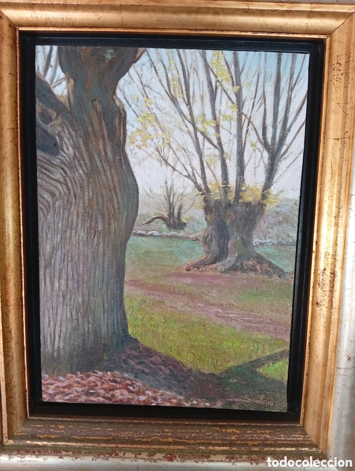 Art: Pintura gallega preciosa obra oleo lienzo pegado a tabla del pintor Andr&eacute;s Santeiro (Orense 1979)