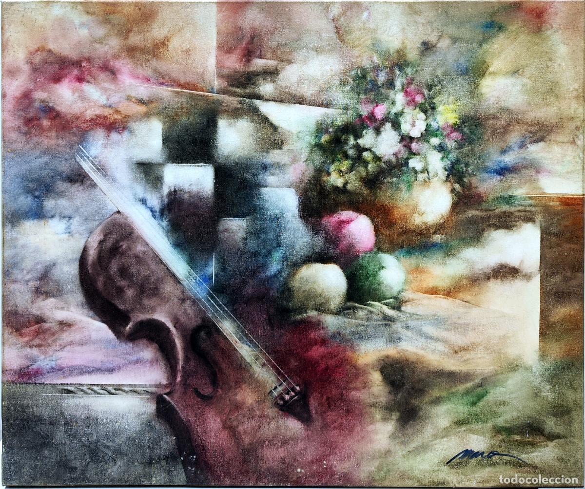 Arte: &Oacute;leo de Viol&iacute;n y Flores. Atribuido a Piarcer. 55 x 46 cm