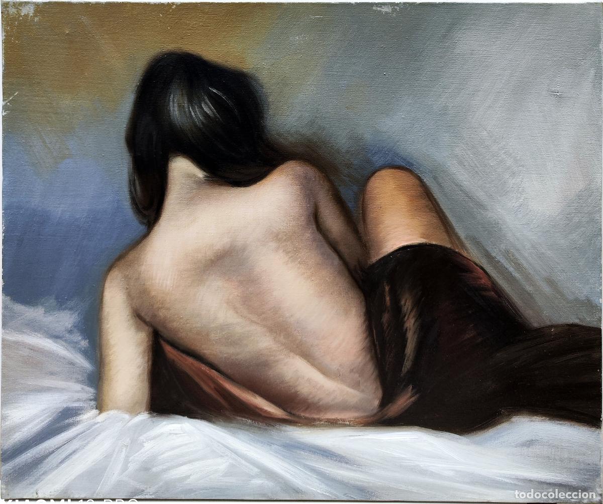 Arte: &Oacute;leo de Ernesto Gonz&aacute;lez Puig. Figura femenina recostada. 55x46 cm