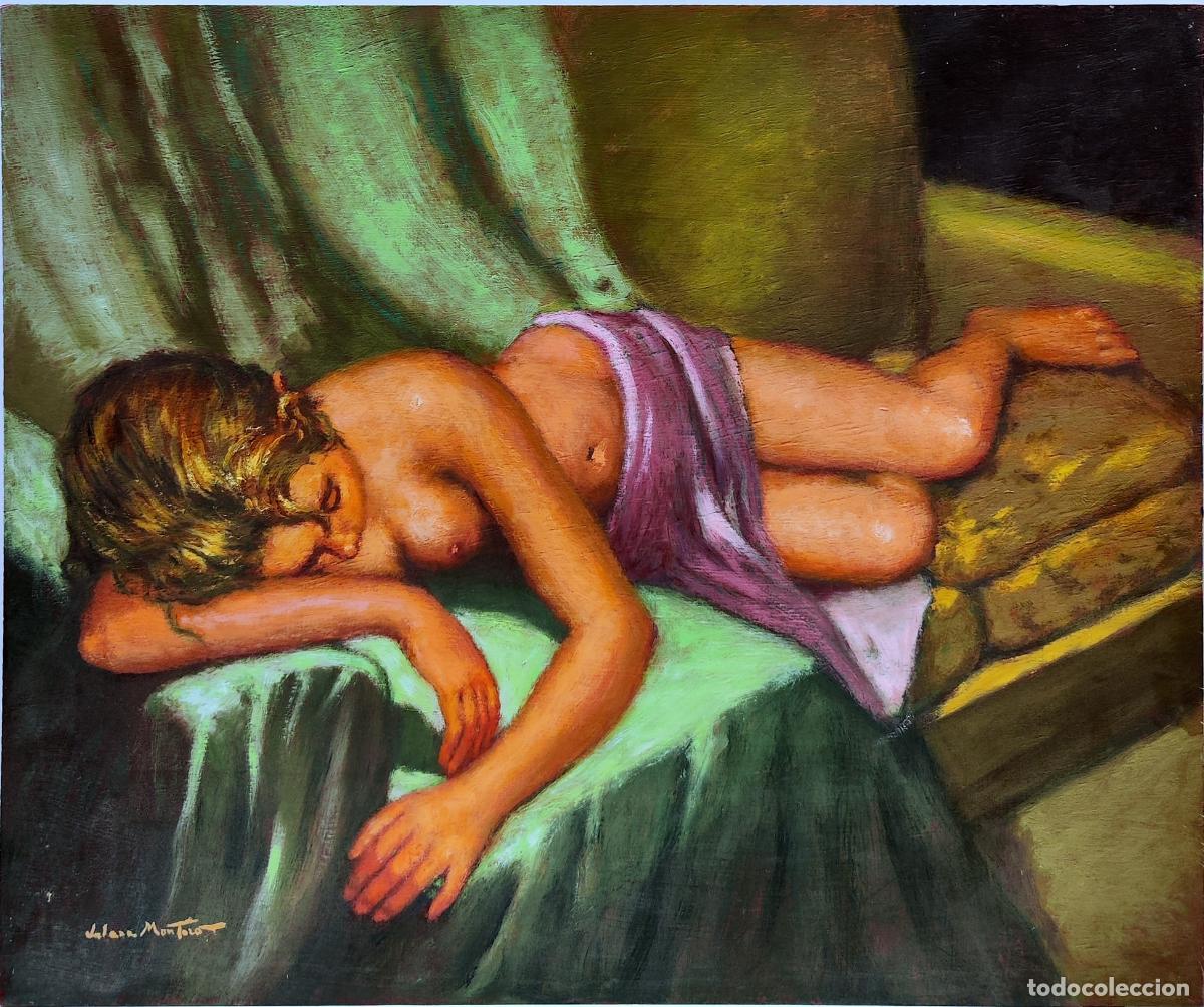 Arte: &Oacute;leo de Juan Valera Montero. Figura femenina recostada. 55x46 cm