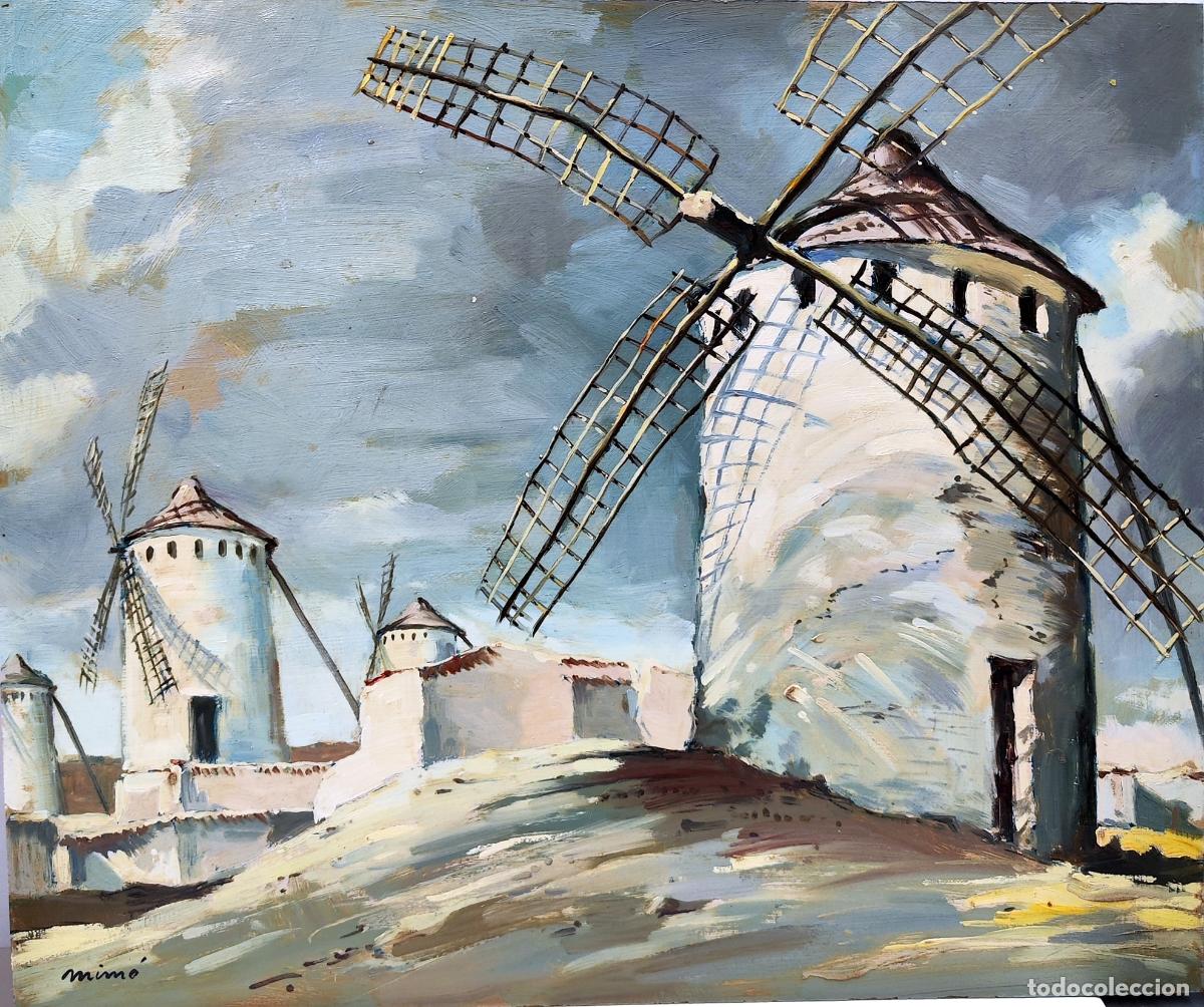 Arte: &Oacute;leo de Mim&oacute;. Molinos de viento. 55 x 46 cm