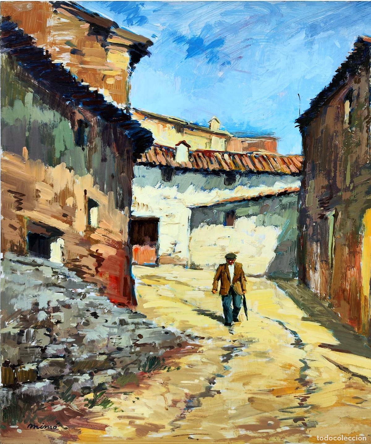 Arte: &Oacute;LEO. CALLEJA CON FIGURA. MIM&Oacute;. 46 X 55 CM