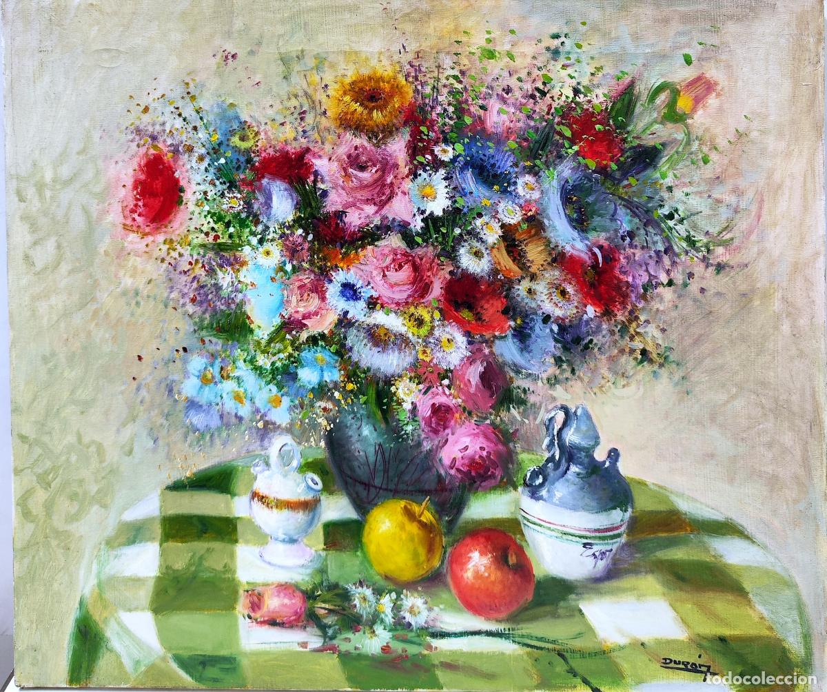 Arte: &Oacute;LEO. Bodeg&oacute;n de flores y frutas. Dur&aacute;n. 55 x 46 cm