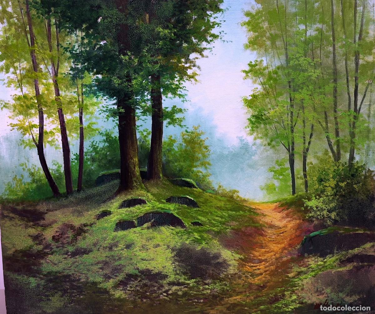 Arte: &Oacute;leo. Paisaje boscoso. Atribuido a Mar&iacute;a Jos&eacute; Martinez. 55x46