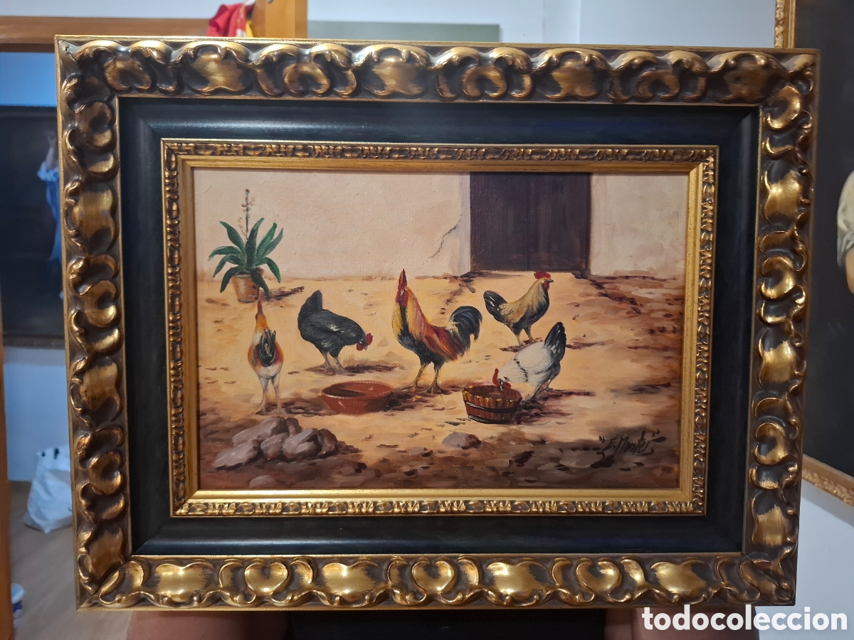 Arte: Oleo sobre lienzo enrique monte gallinitas 47x37