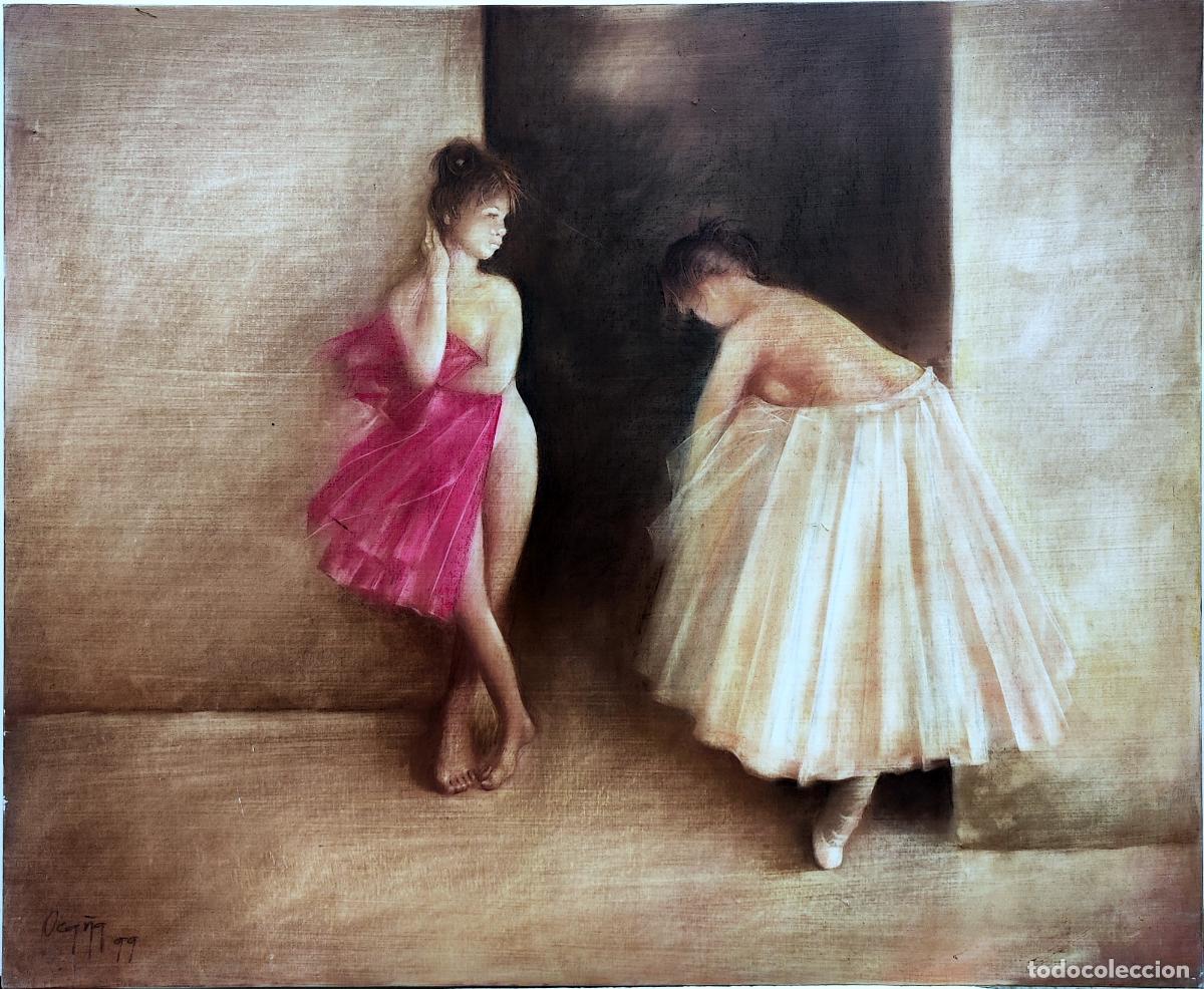Arte: &Oacute;leo de Oca&ntilde;a. Dos bailarinas. 73 x 60 cm