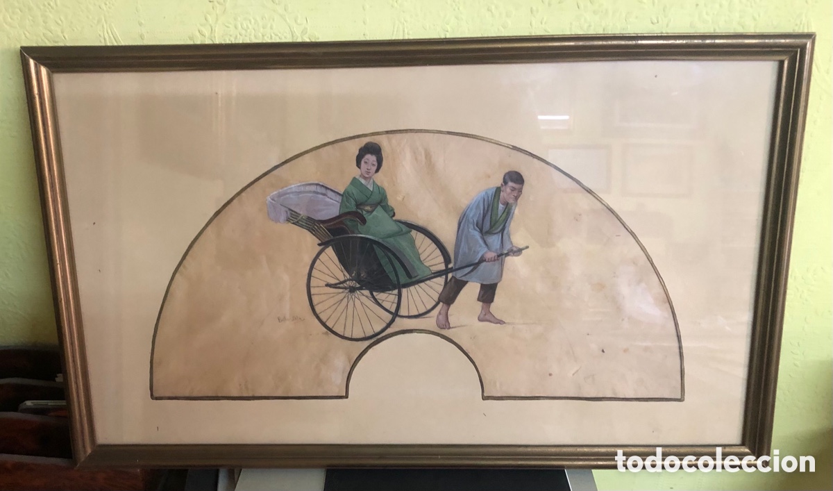 Arte: Emilio sala gouache sobre tela medidas 47x22 con marco 60x36