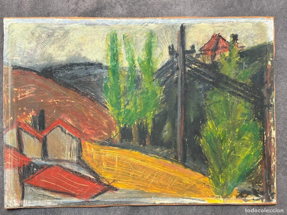 Arte: pintura a ceras , 1970s. paisaje sin firmar