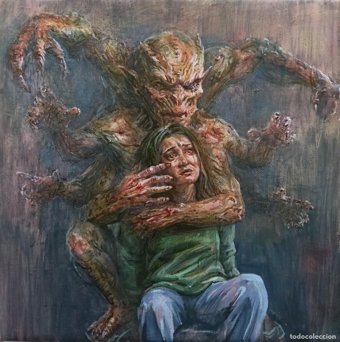 Arte: Acr&iacute;lico sobre lienzo &rdquo;Paralisis por analisis&rdquo; 25X25cm. Jessica Gonpra nueva colecci&oacute;n demonios inte
