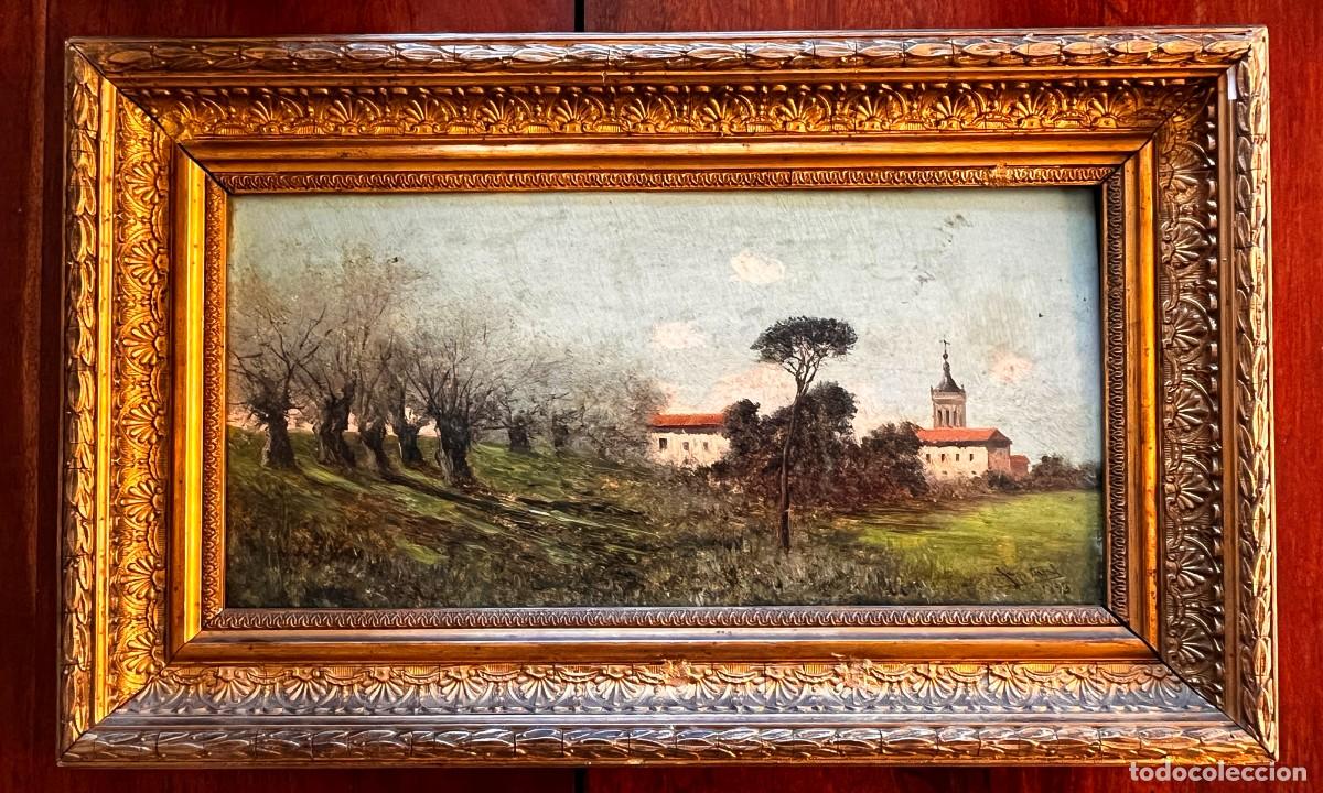 Arte: &oacute;leo sobre tabla parece firmado Ram&oacute;n Vidal, fechado en 1893, marco dorado