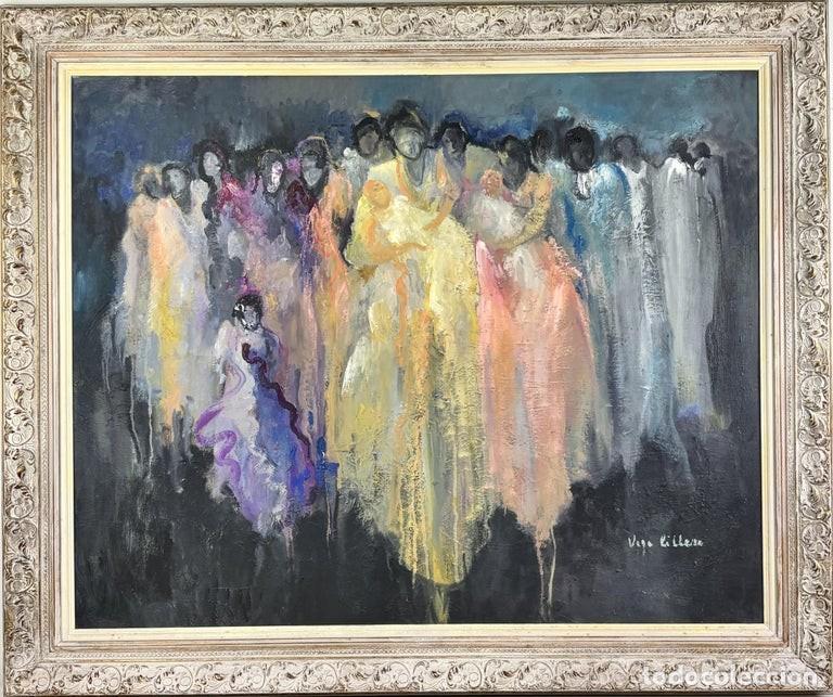 Arte: VEGA CILLERO (Haro) - &ldquo;GRUPO DE MUJERES CON NI&Ntilde;OS&rdquo; - &Oacute;LEO LIENZO - 101 X 81 CM