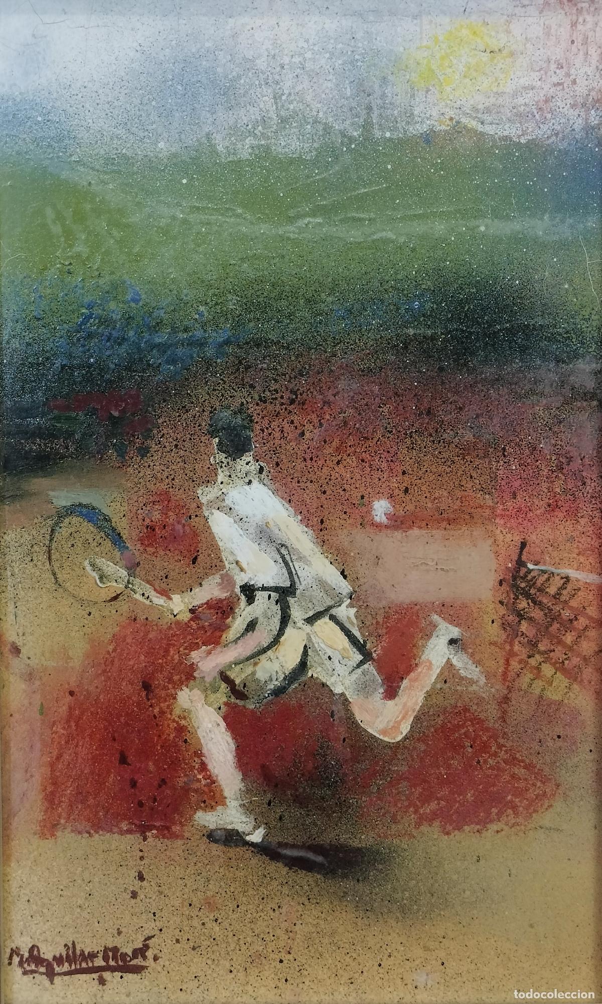 Arte: EL PARTIDO DE TENIS. AGUILAR MOR&Eacute;. T&Eacute;CNICA MIXTA SOBRE TABLA O CARTULINA. ESPA&Ntilde;A. XX.