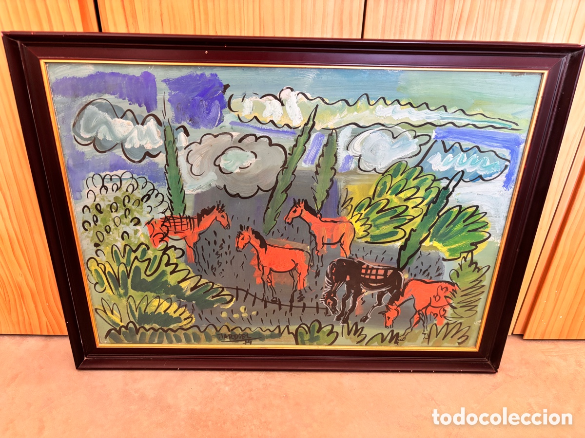 Arte: Gran Cuadro Expresionista - Caballos - Atribuido a Jos&eacute; Paredes JARDIEL - Firmado 1974