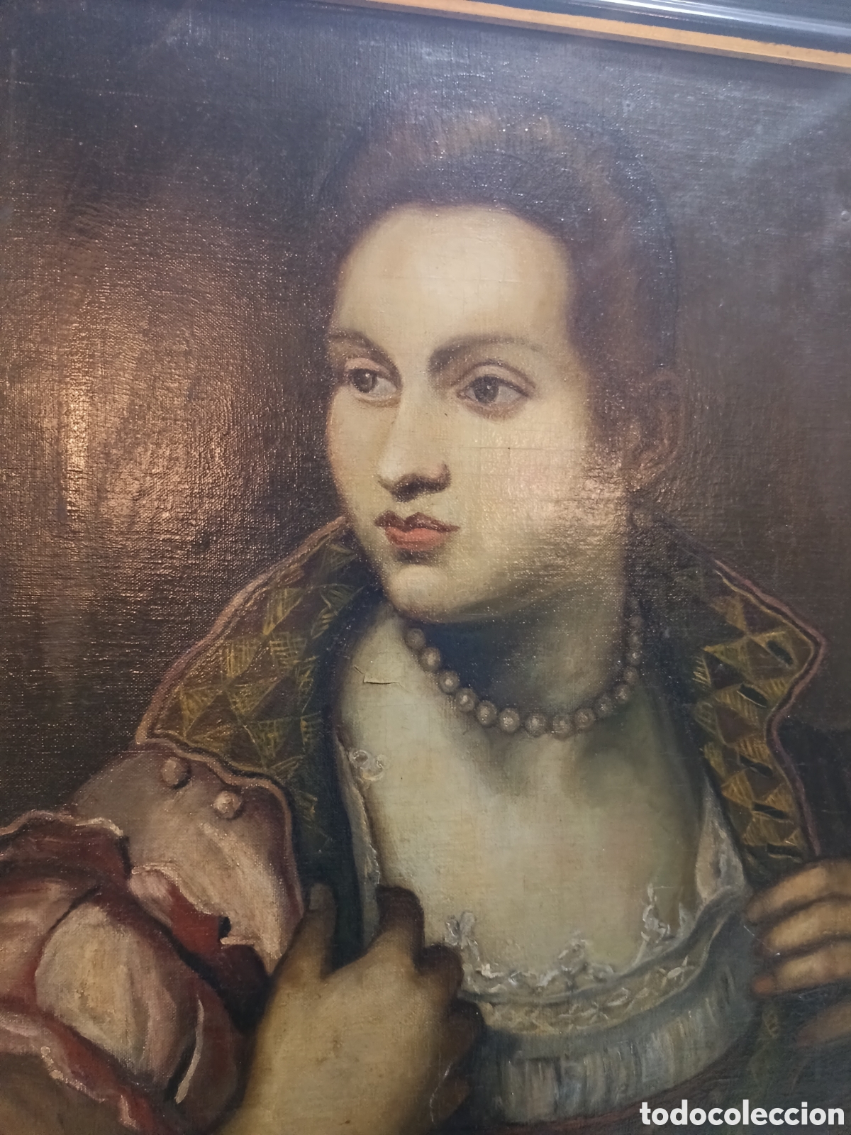 Arte: Bonito retrato de mujer &oacute;leo sobre lienzo principio siglo 19