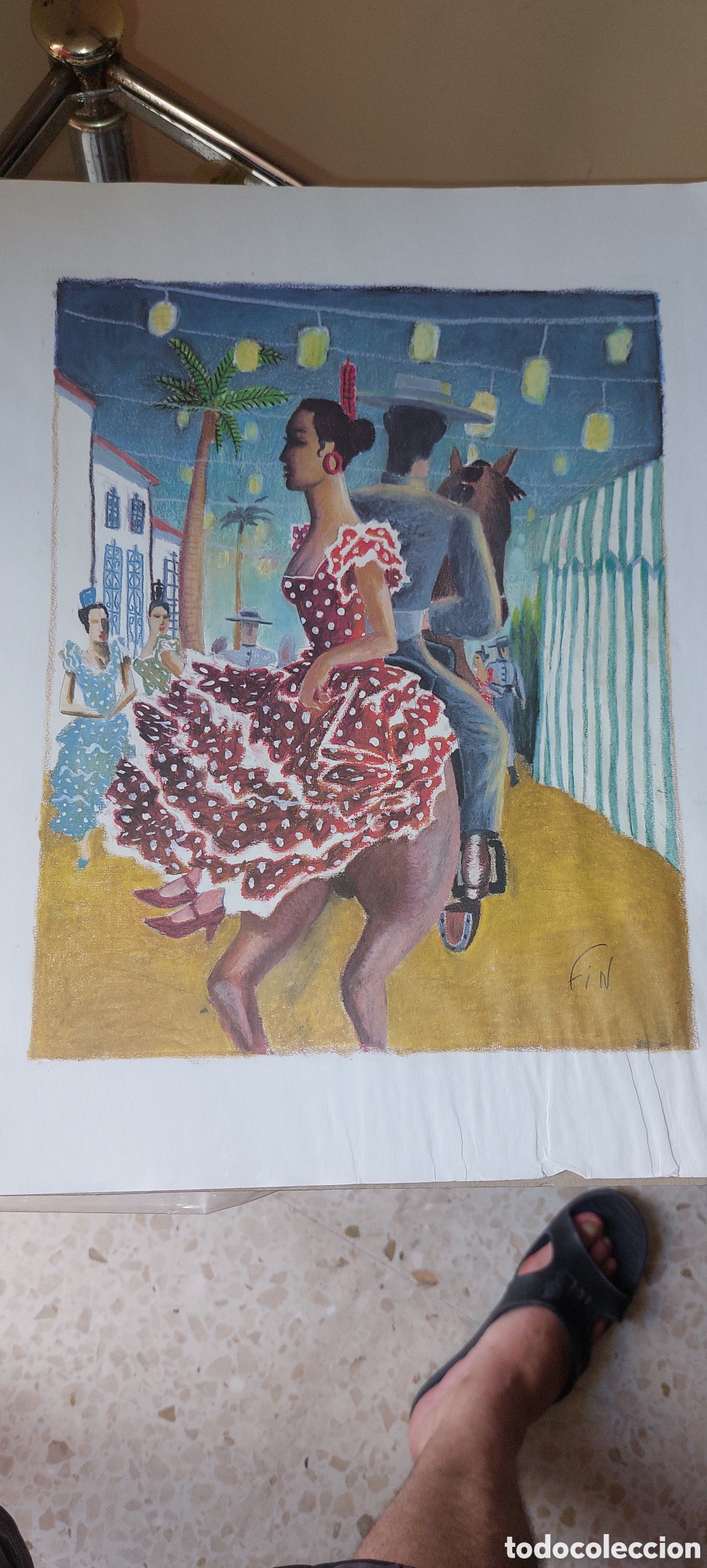 Arte: Pintura Original de &rdquo;FIN&rdquo; (Jos&eacute; Mar&iacute;a Fargas Infante) - Escena Feria de Abril