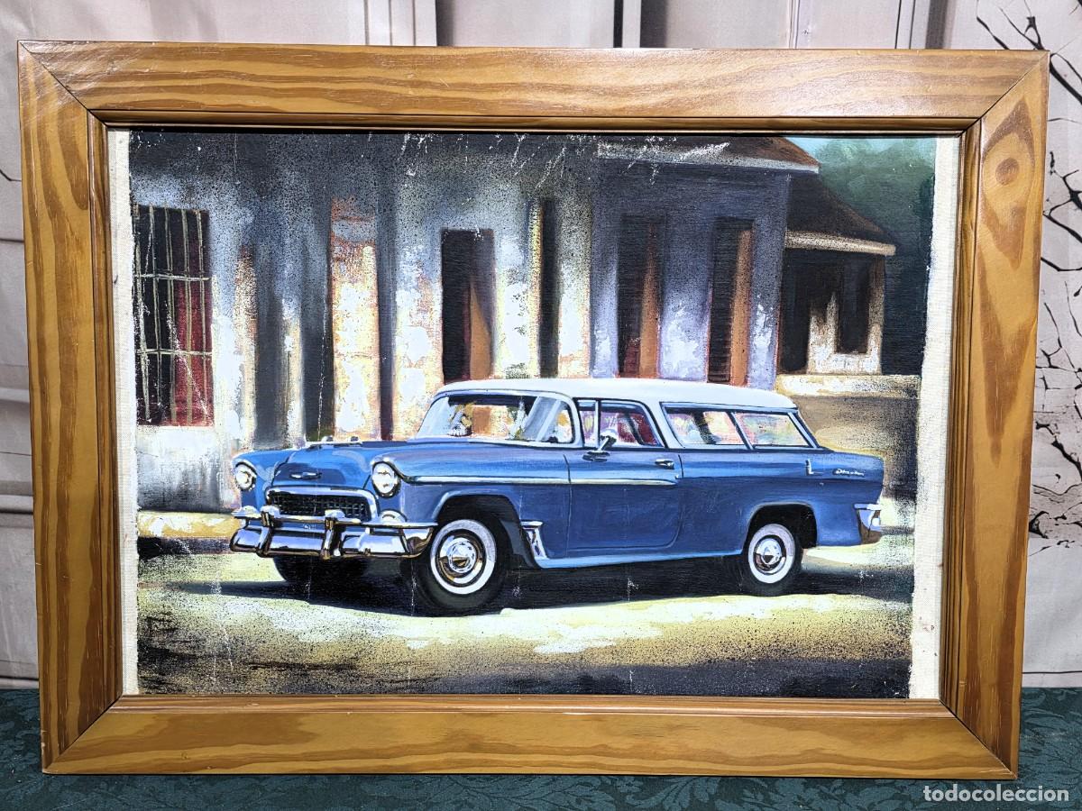 Arte: Cuadro oleo sobre lienzo vintage enmarcado