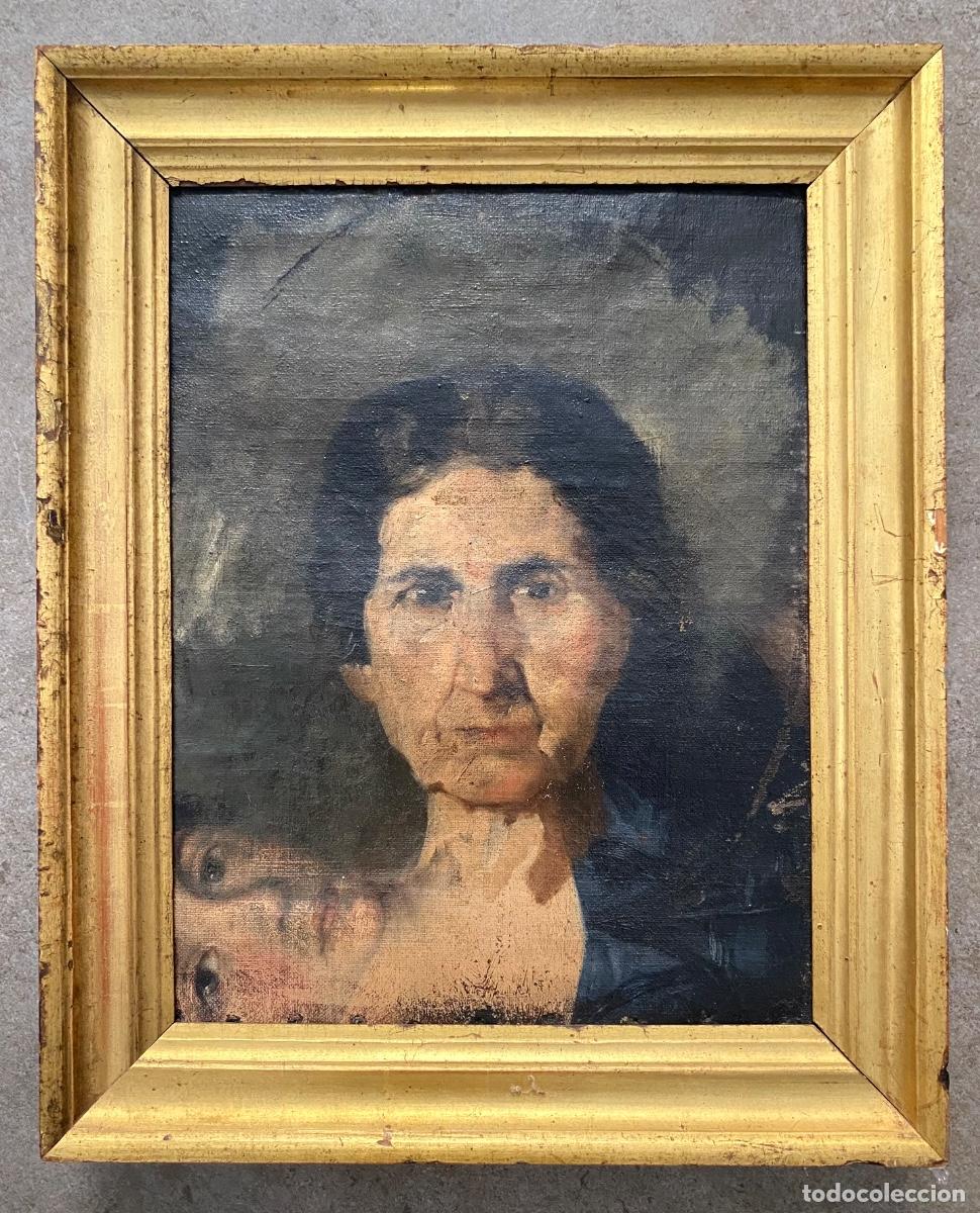 Arte: Retrato de mujeres, estudio de rostros, pintura al &oacute;leo sobre tela, sin firmar, siglo XIX.