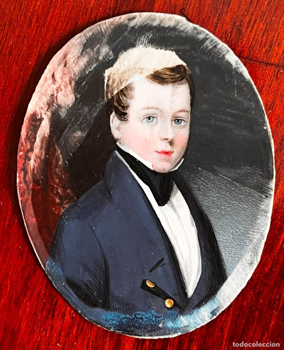 Arte: Miniatura sobre marfil. Retrato de joven caballero. Identificado al dorso &rdquo;Enrique White&rdquo;. Espa&ntilde;a, c