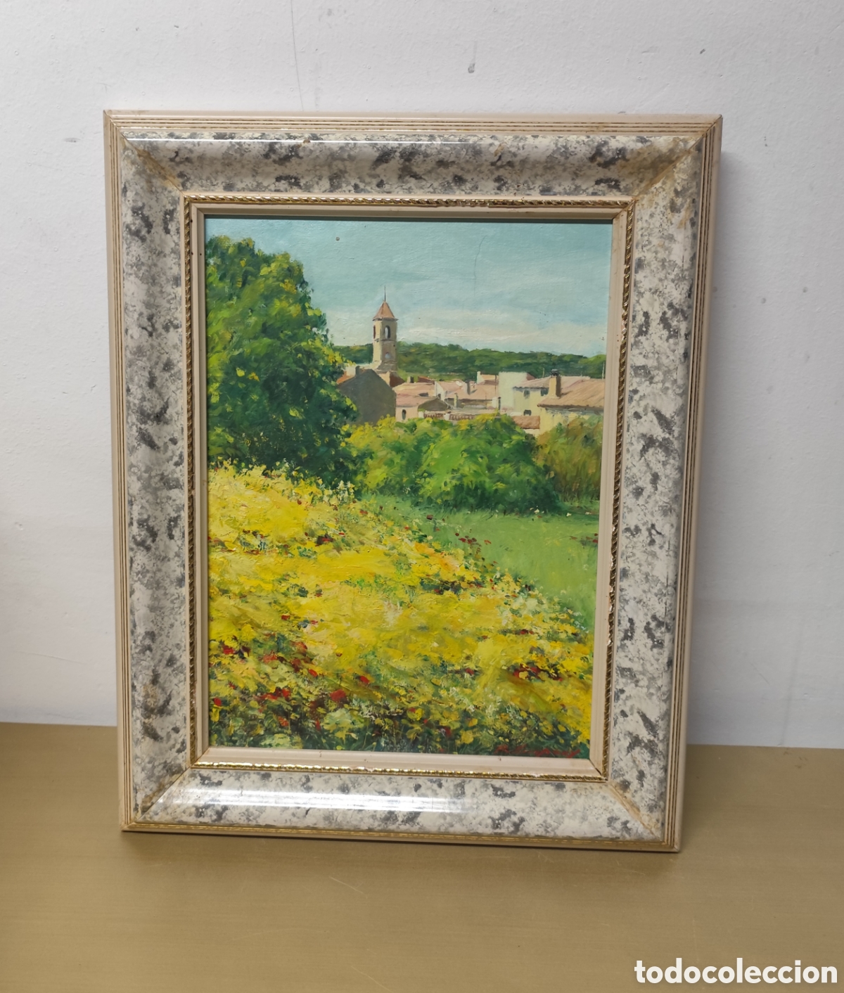 Arte: &Oacute;leo sobre lienzo original - Paisaje rural de Ram&oacute;n Company (Firmado)