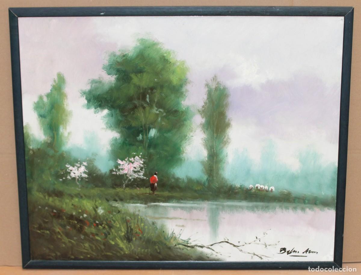 Arte: ENRIC BELTRAN MESSA (1940-2006) OLEO SOBRE TELA. PAISAJE CON REBA&Ntilde;O. CON CERTIFICADO DE AUTENTICIDAD