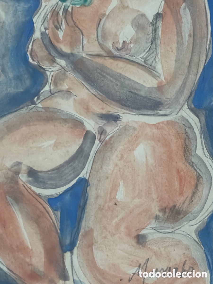 Arte: MANOLO (HUGUE ?). &ldquo;DESNUDO&rdquo;. GUACHE - Foto 5