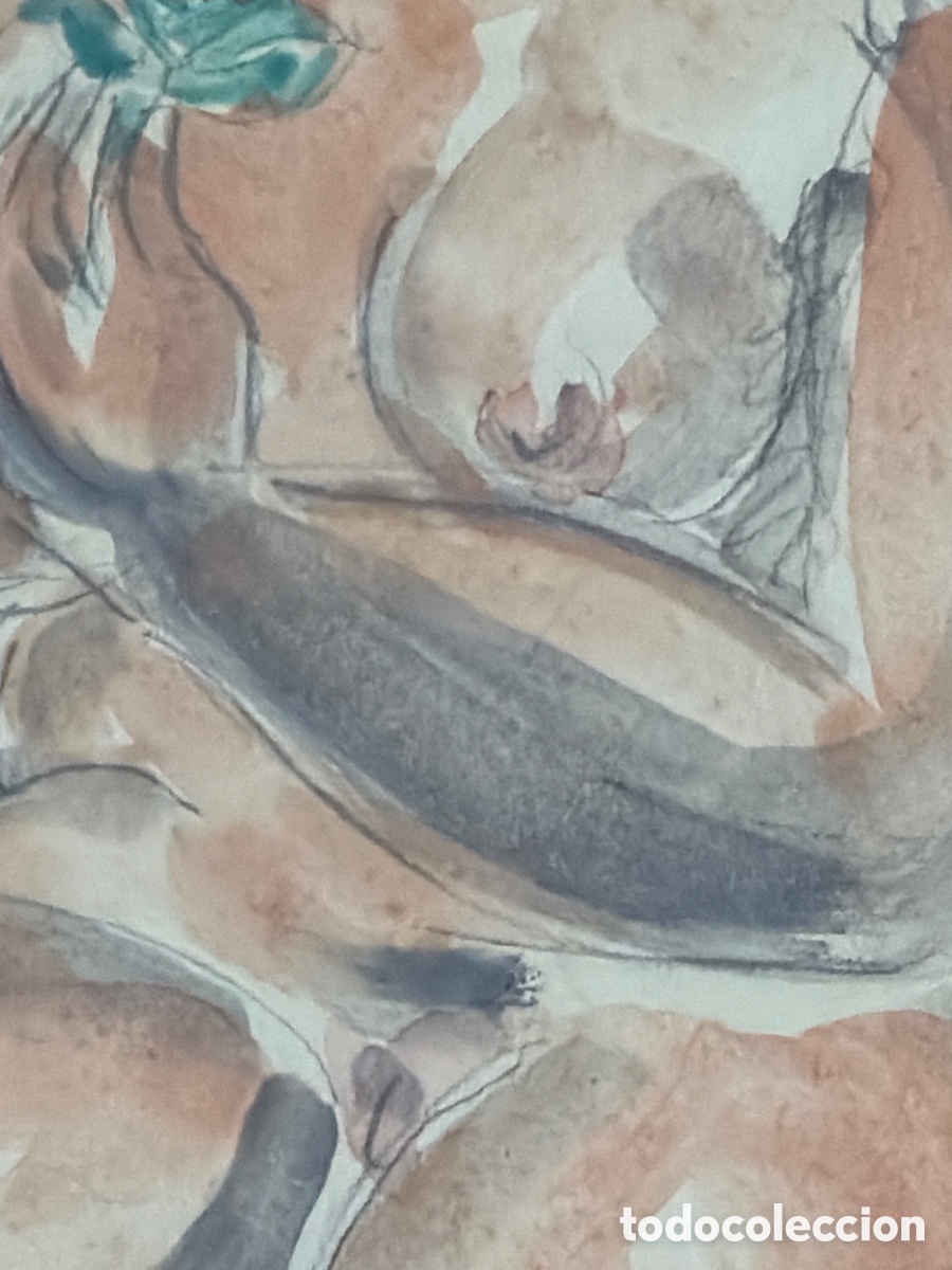 Arte: MANOLO (HUGUE ?). &ldquo;DESNUDO&rdquo;. GUACHE - Foto 7