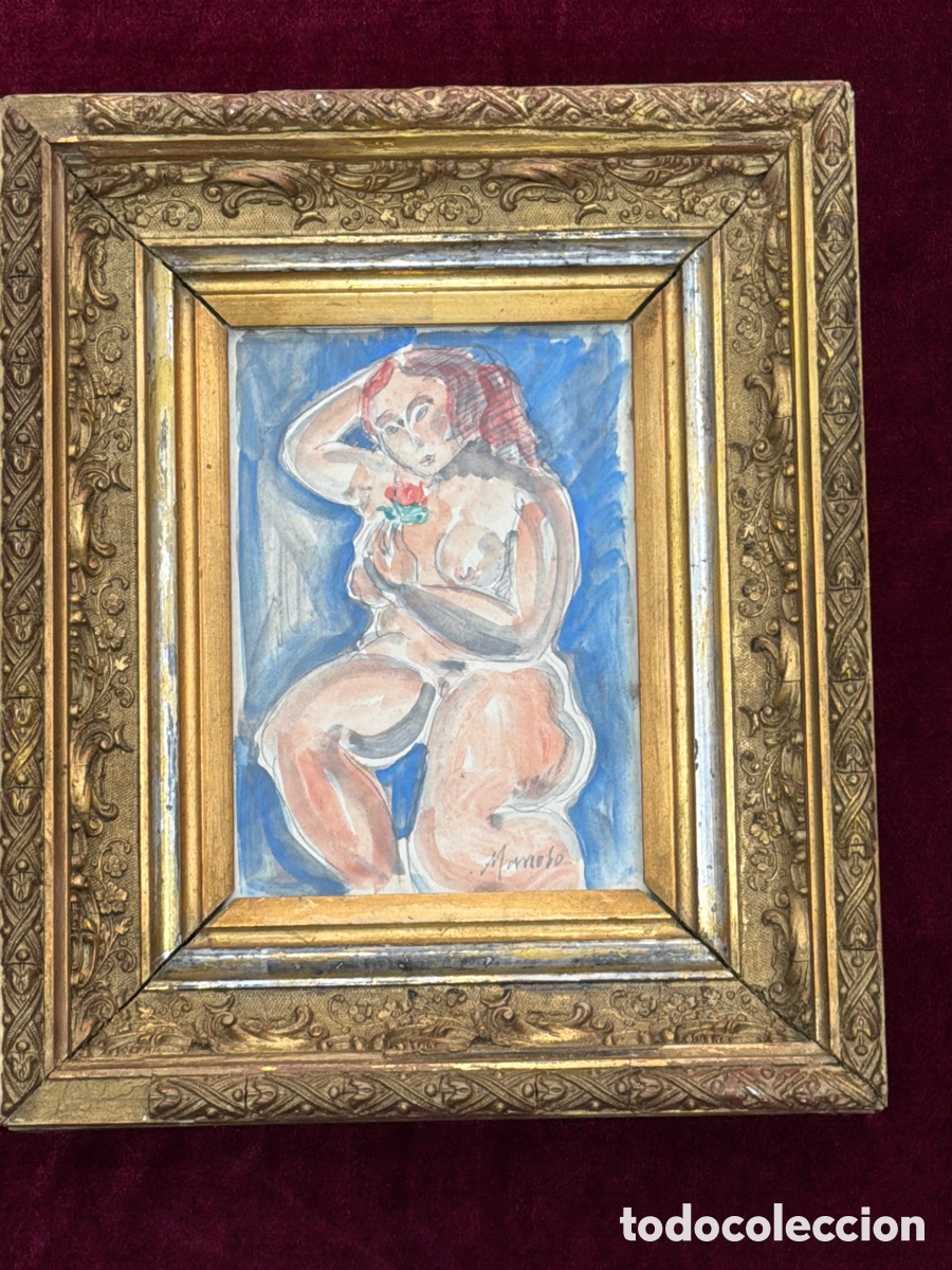 Arte: MANOLO (HUGUE ?). &ldquo;DESNUDO&rdquo;. GUACHE