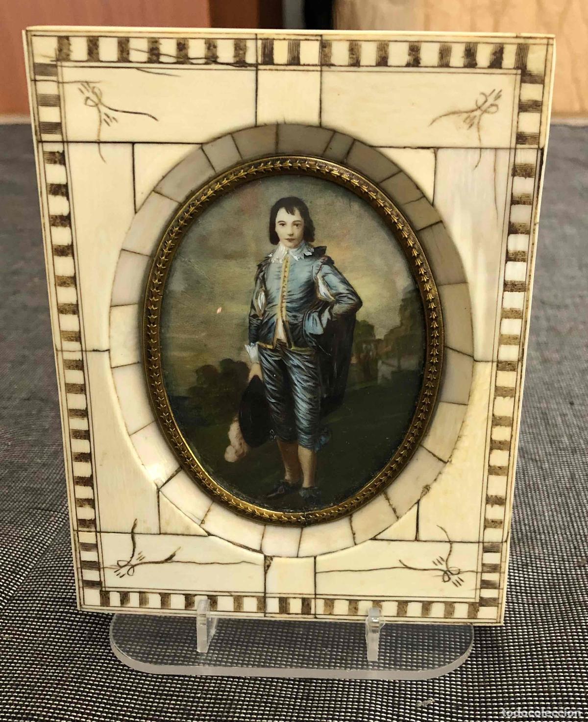 Arte: MINIATURA AL GOUACHE DE JOVEN CABALLERO SEGUN MODELOS DE THOMAS GAINSBOROUGH. SIGLO XIX