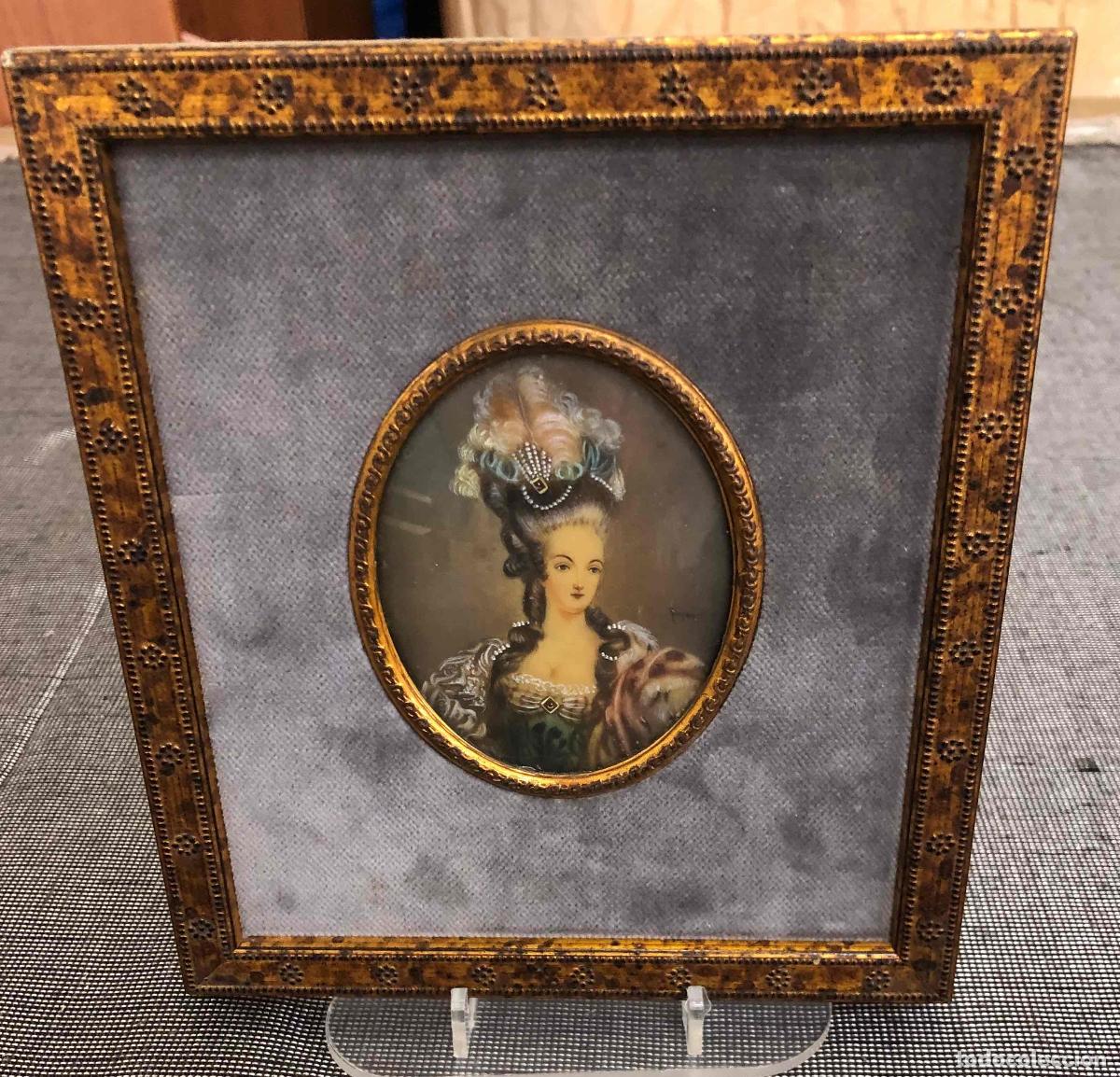 Arte: MINIATURA AL GOUACHE DE RETRATO DE DAMA ARISTOCRATICA, FIRMADO MOYER. SIGLO XIX