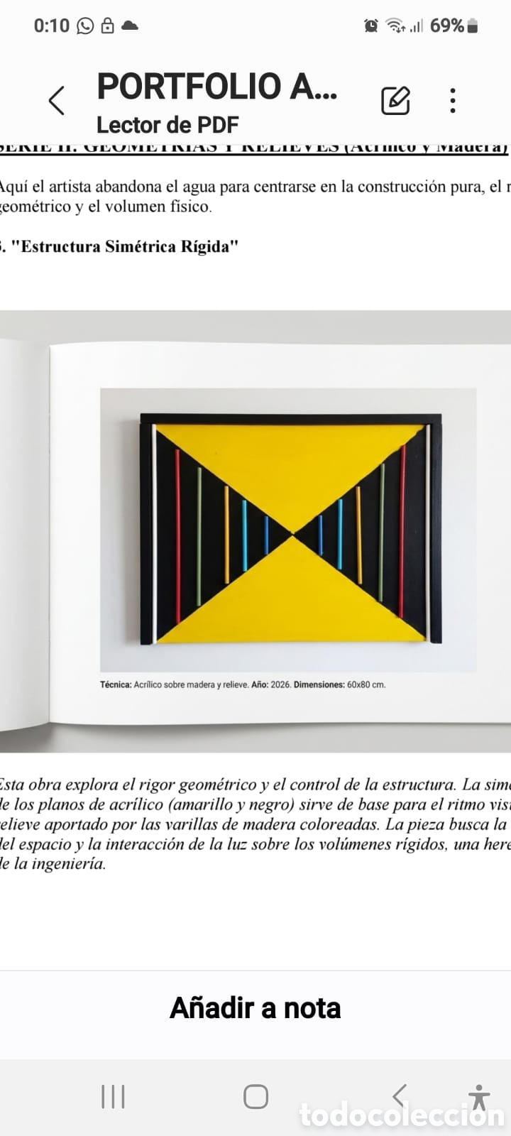 Arte: Lienzo abstracto en acr&iacute;lico, con madera acuarelada. - Foto 3