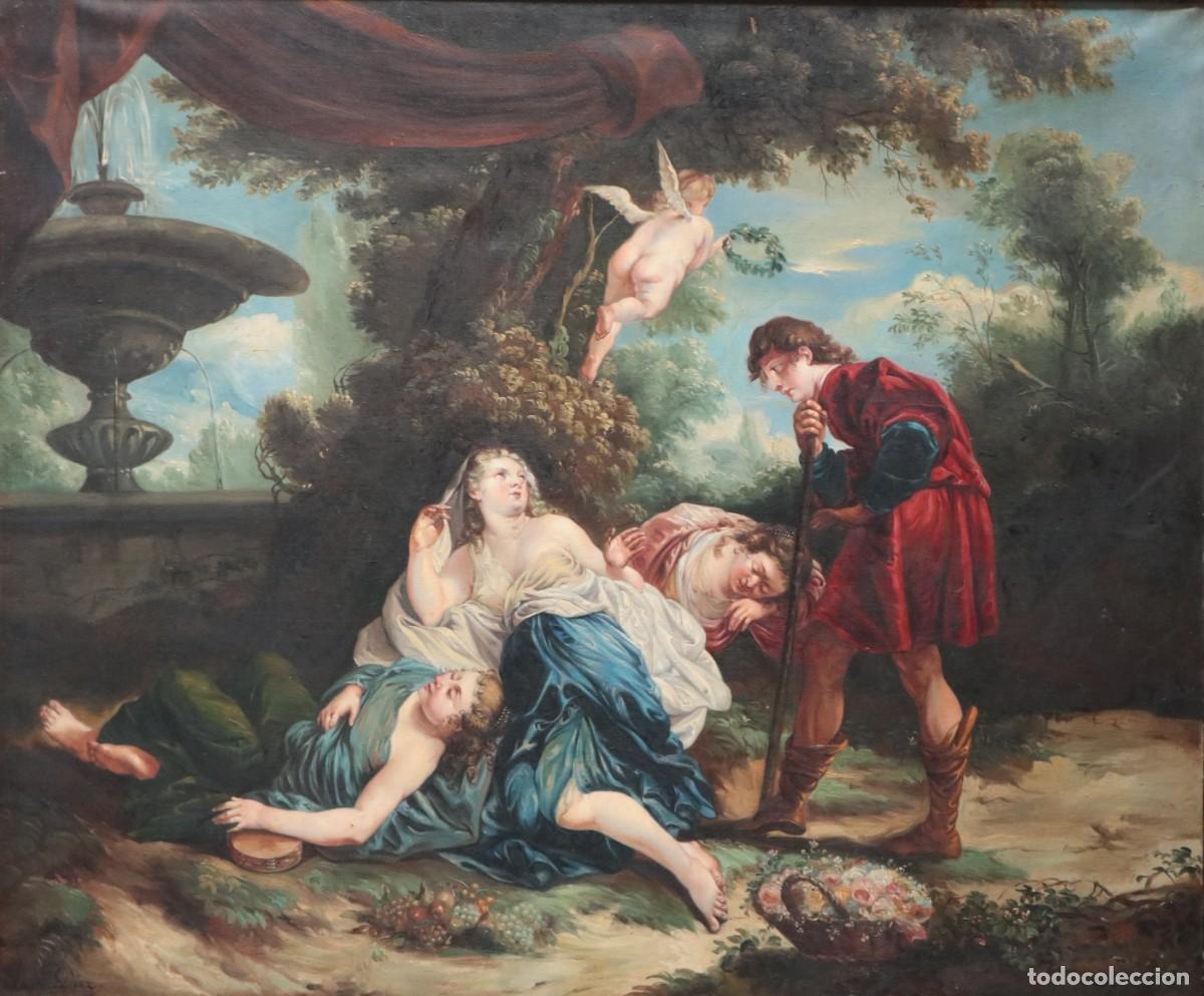 Arte: Laura D&iacute;az (Extremadura 1860). Escena mitol&oacute;gica. &Oacute;leo sobre lienzo. Dimensiones: 103 x 86 cm.