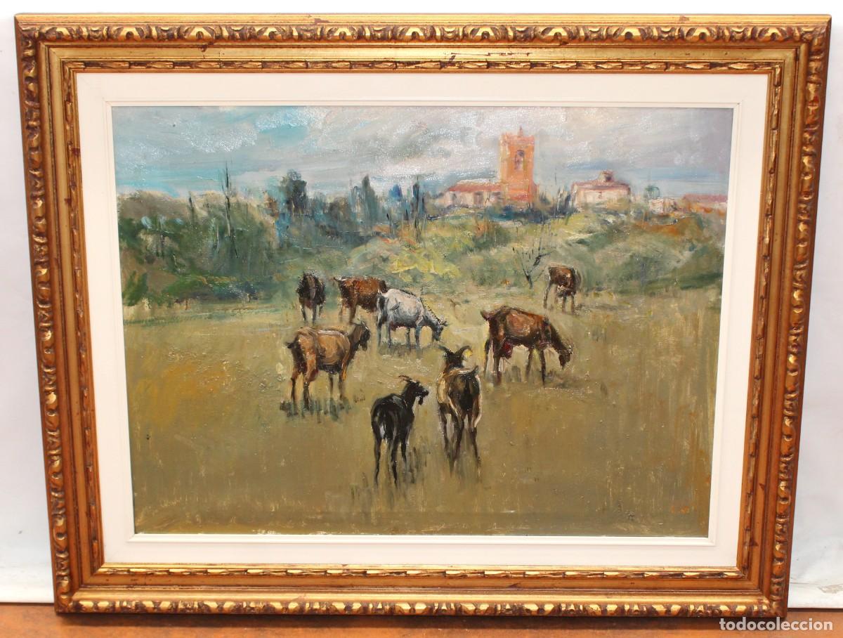 Arte: ESCUELA ESPA&Ntilde;OLA (XX) OLEO SOBRE TELA DE AUTOR DESCONOCIDO. PAISAJE CON REBA&Ntilde;O