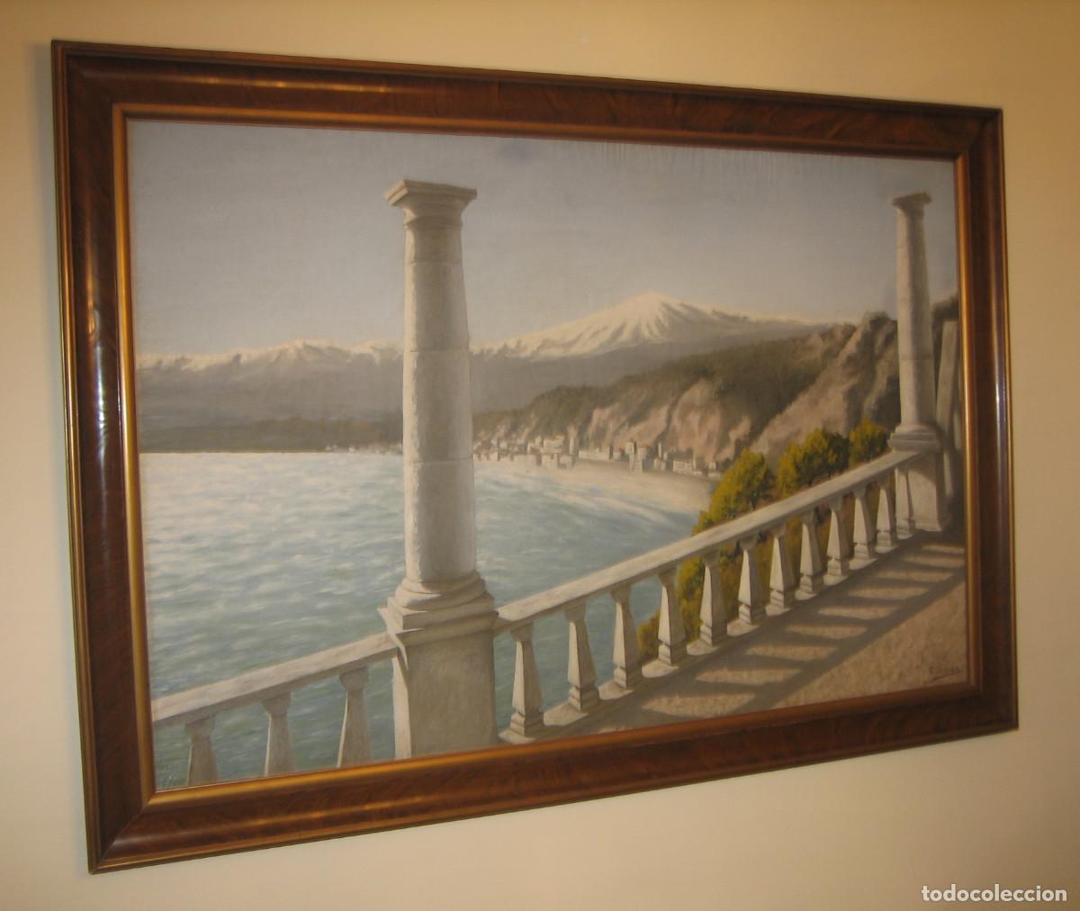 Arte: MURCIA. &Oacute;LEO. C. SEIQUER. VISTA DE TAORMINA CON EL VOLC&Aacute;N ETNA. SICILIA. ITALIA. CON DESCUENTO 50%