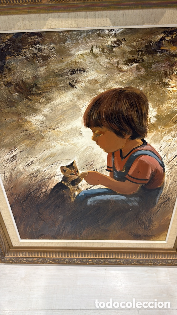 Arte: CUADRO NI&Ntilde;O CON GATO - Foto 2