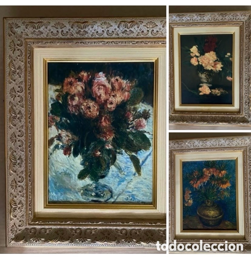 Arte: 3 cuadros pintados al Oleo flores