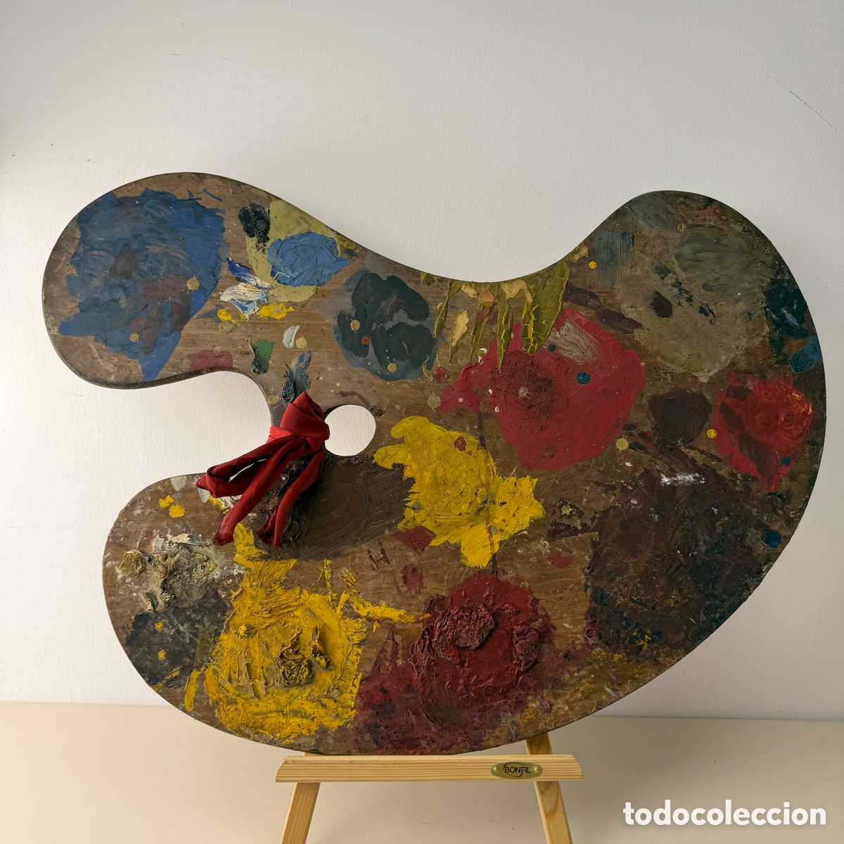 Arte: Paleta de pintor a&ntilde;os 30 de gran tama&ntilde;o. 65x50 aprox. Espectacular y con p&aacute;tina antigua.