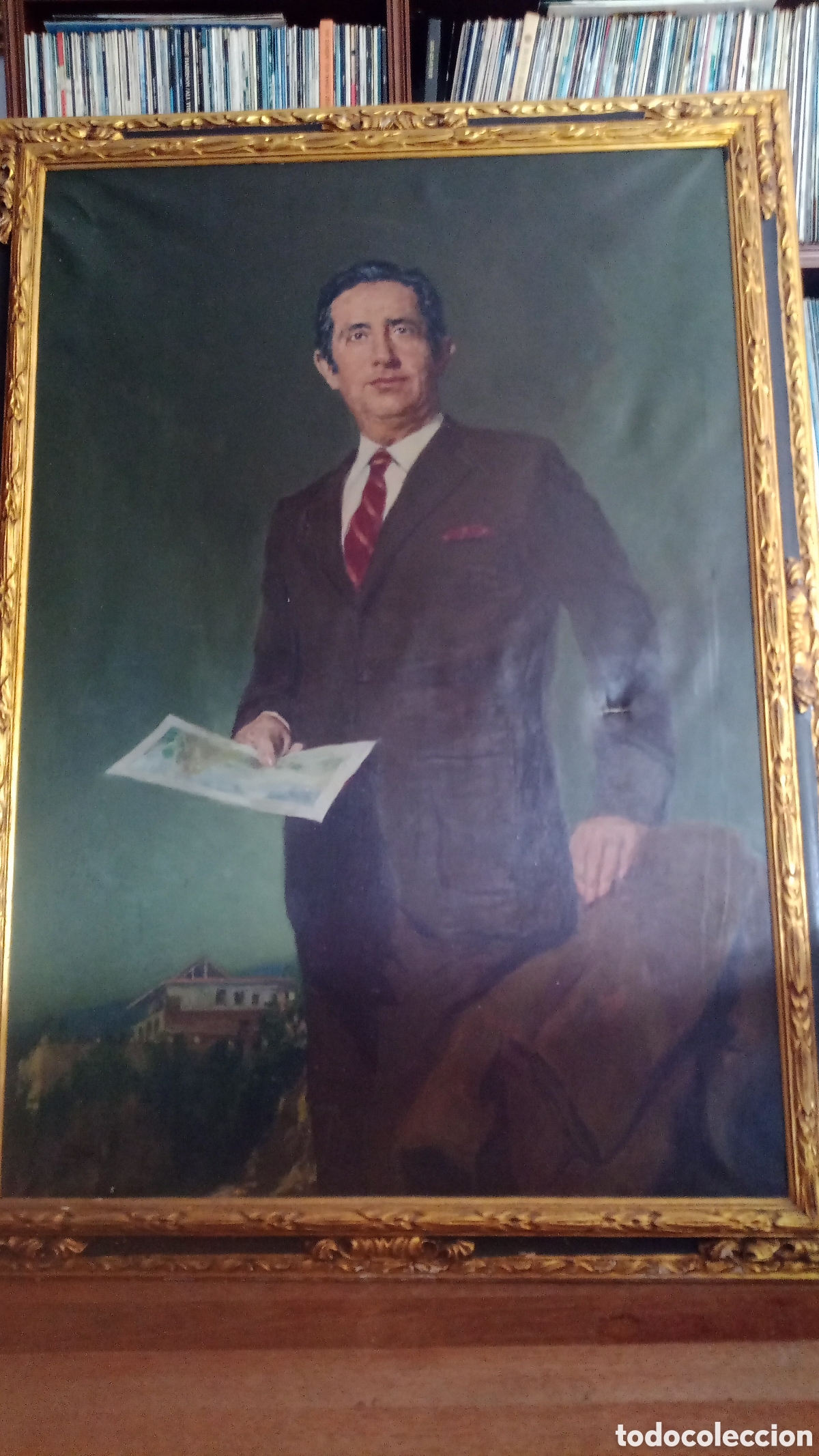 Arte: JOS&Eacute; MAR&Iacute;A VIDAL CUADRAS. Retrato en oleo sobre lienzo de caballo elegante. Peque&ntilde;a rotura.
