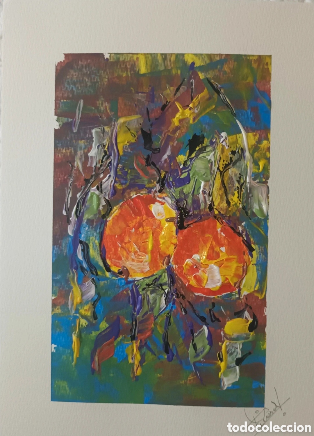 Arte: Lote de 5 laminas pintadas en acr&iacute;lico 21x29cm papel 300gr
