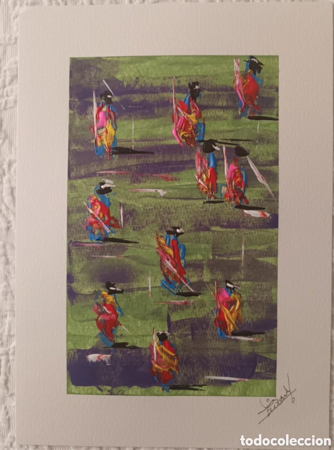 Arte: Lote de 2 laminas pintadas en acr&iacute;lico 21x29cm papel 300gr