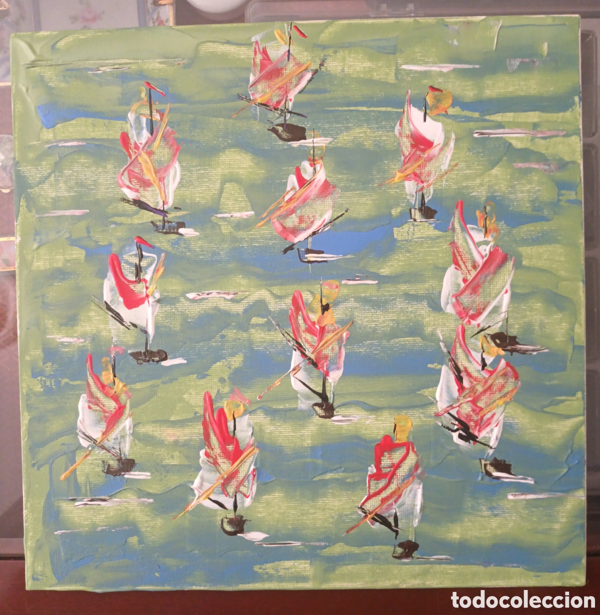 Arte: Cart&oacute;n enterado decorativa original 25x25 cm ( hecho a mano)