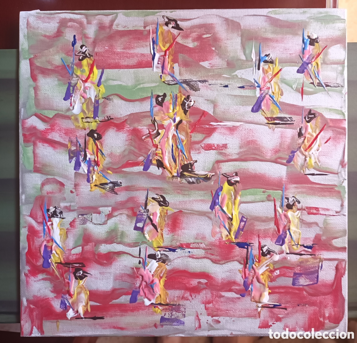 Arte: Cart&oacute;n enterado decorativa original 25x25 cm ( hecho a mano)