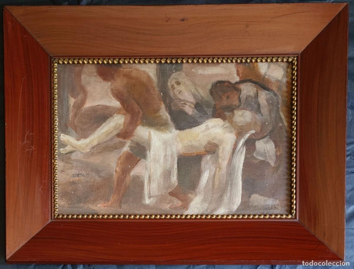 Arte: Alfred Buchta (1880&ndash;1952) - Entierro de Cristo / &oacute;leo firmado a mano, 1918