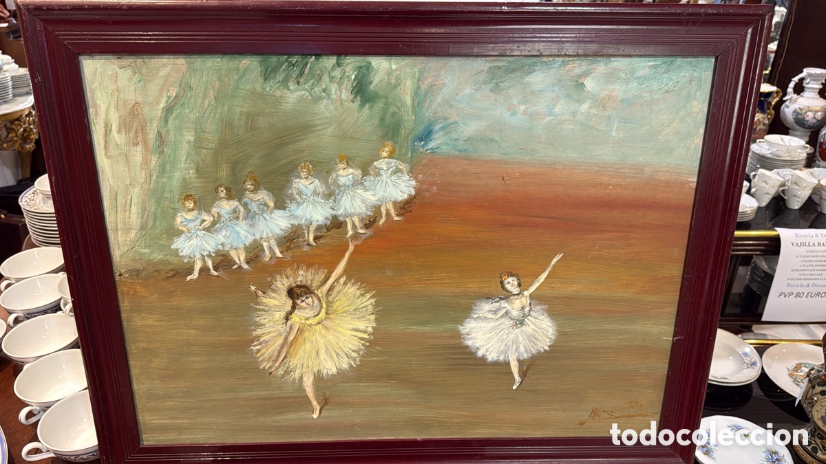 Arte: CUADRO &Oacute;LEO SOBRE TABLA BAILARINAS