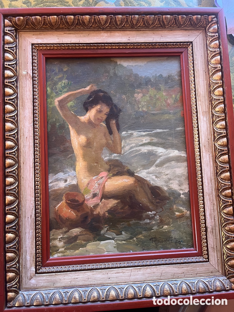 Arte: Cuadro al &oacute;leo &ldquo;Desnudo femenino junto al r&iacute;o&rdquo; &ndash; Pedro Mozos