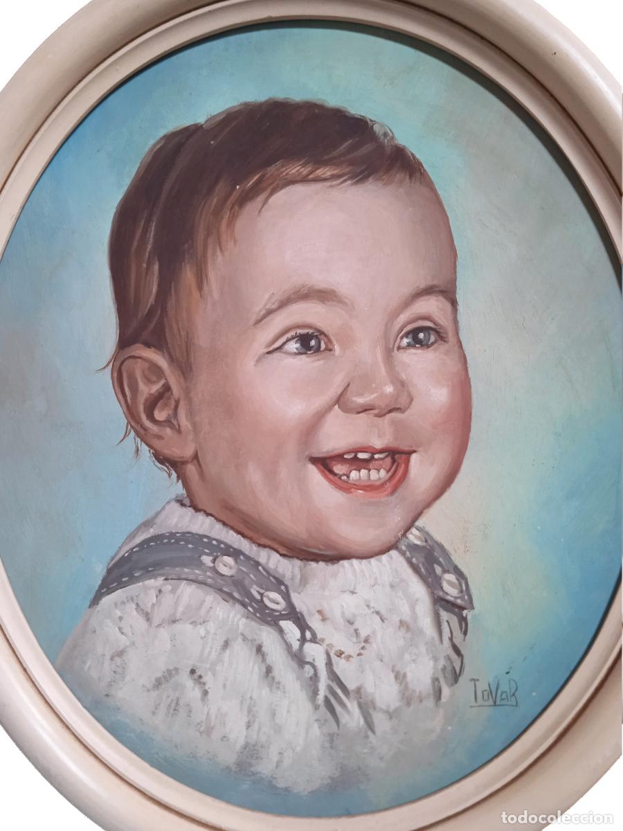Arte: Tovar: Retrato de beb&eacute;. &Oacute;leo sobre tabla