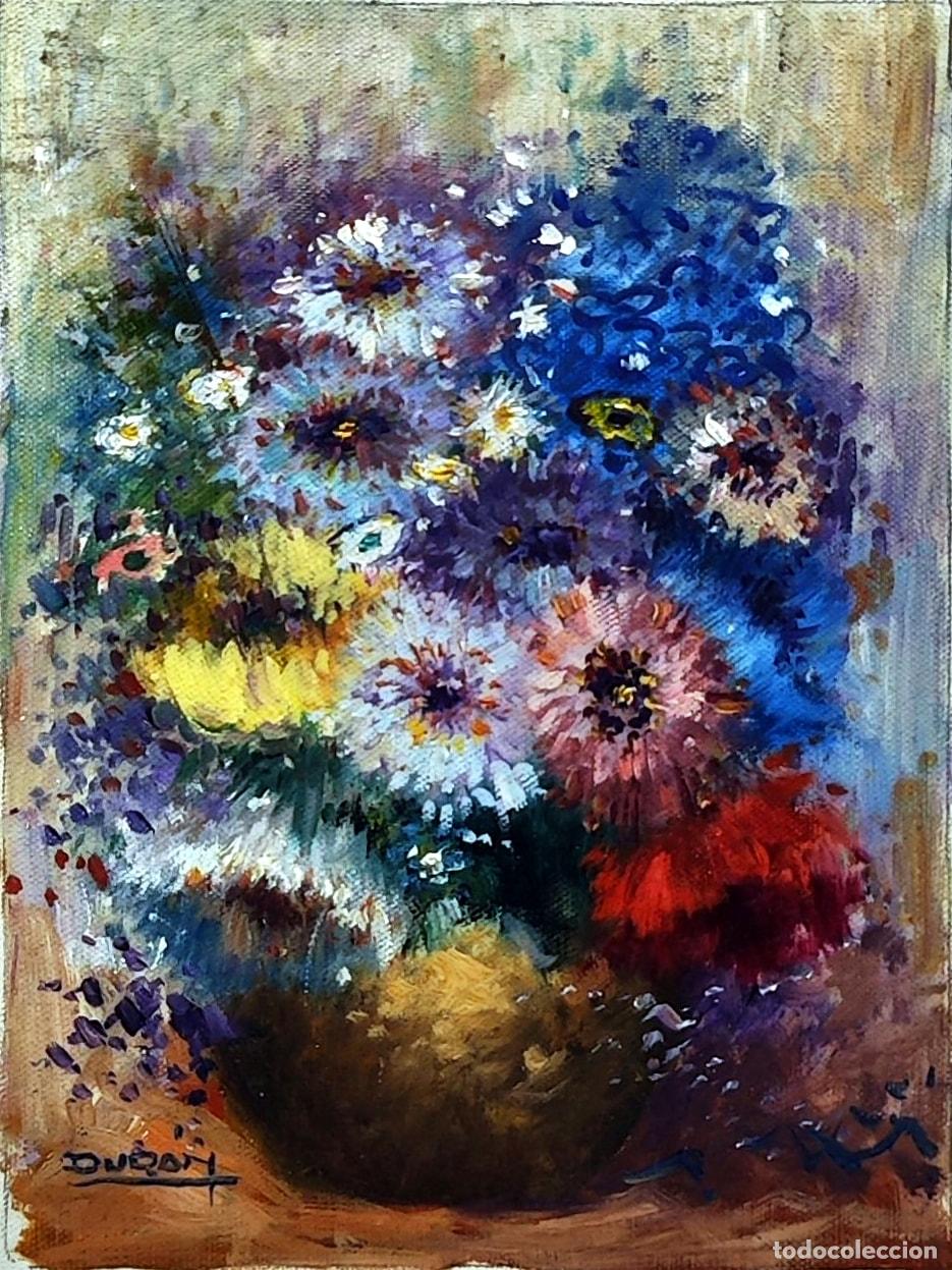 Arte: &Oacute;leo de Dur&aacute;n. Ramo de flores. 18 x 24 cm