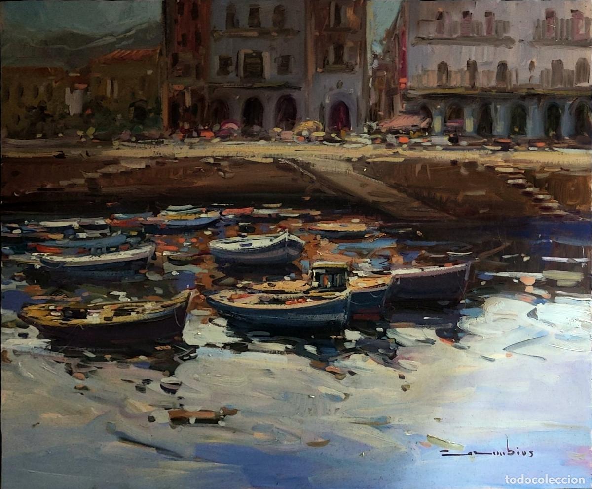 Arte: &Oacute;leo de Gabriel Casarrubios. Puerto con barcas. 46x38 cm.