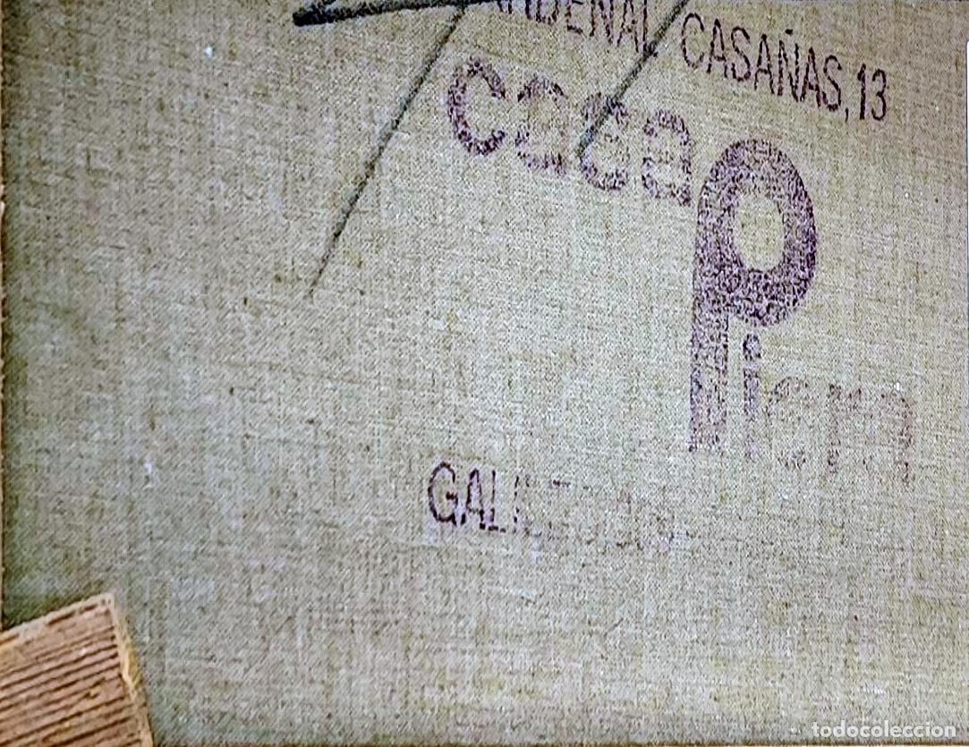 Arte: &Oacute;leo de Gaiet&agrave; Teixid&oacute;. Barcas en puerto y edificios. 35 x 27 cm - Foto 2