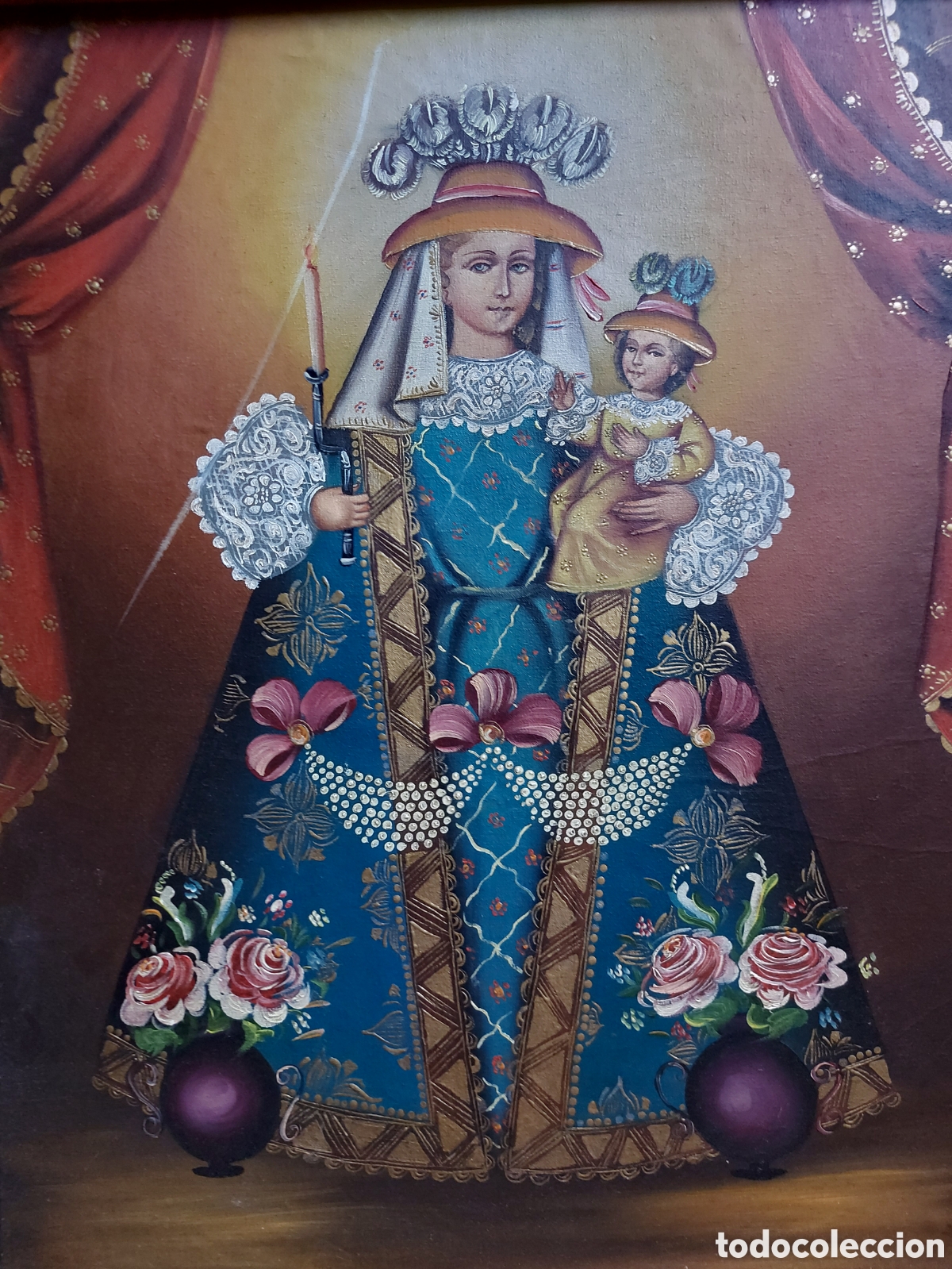 Kunst: &rdquo;VIRGEN CON EL NI&Ntilde;O ESCUELA COLONIAL ANDINA&rdquo; OLEO